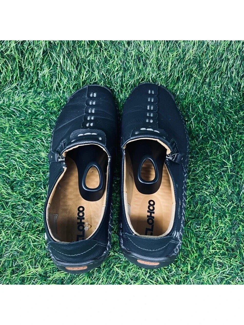 CLOHOO Black Leather Slip-On Casual Shoes Men's 12 Side Zipper 2228